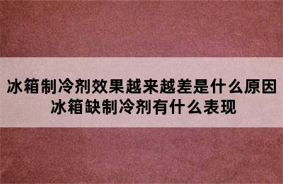 冰箱制冷剂效果越来越差是什么原因 冰箱缺制冷剂有什么表现